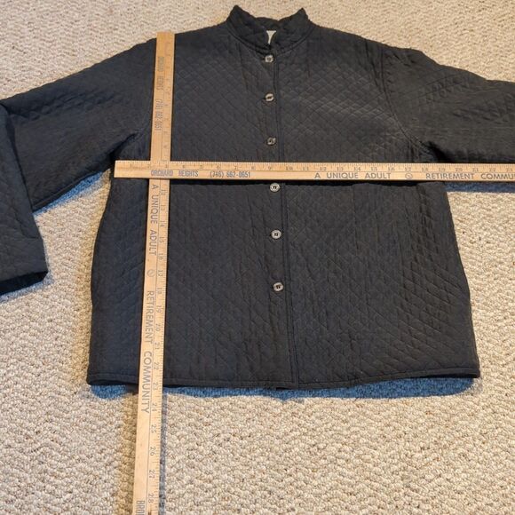 Vintage Laissez Faire Quilted Barn Chore Jacket Womens Small Black Silk Pockets - Picture 2 of 8